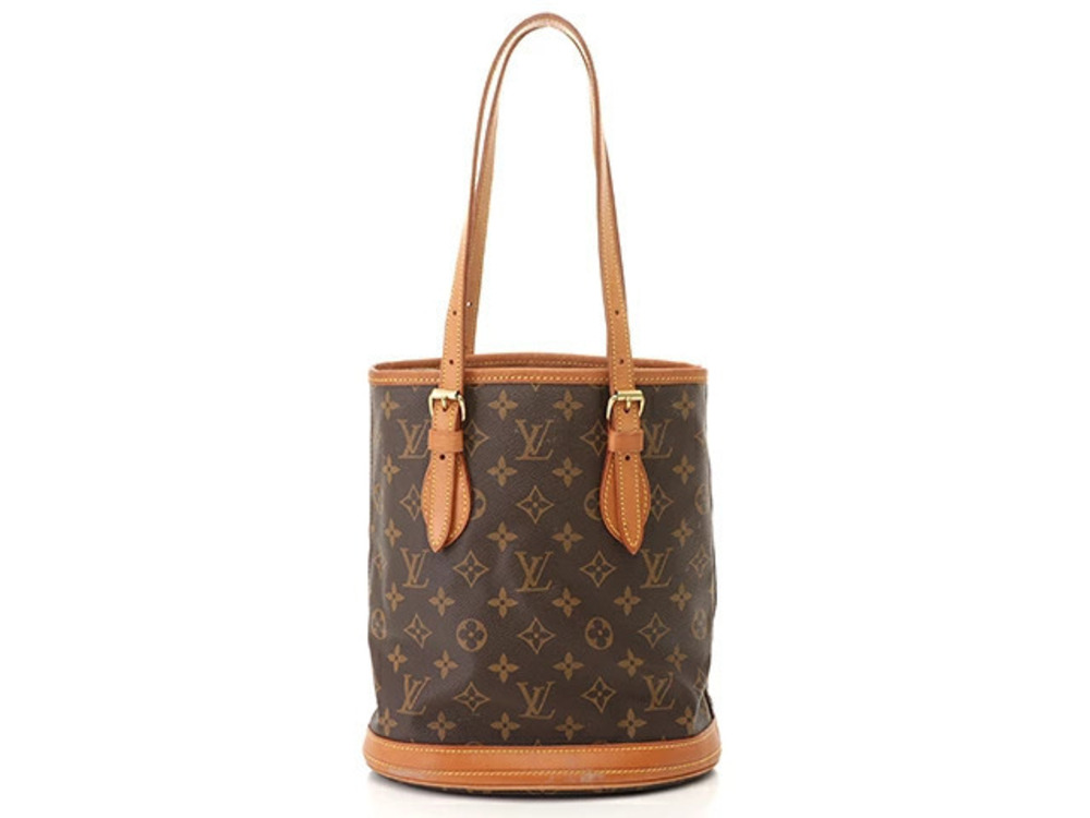 LOUIS VUITTON Bucket Monogram Leather Shoulder Brown